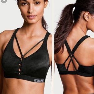 VSX Lightweight strappy black mesh sports bra